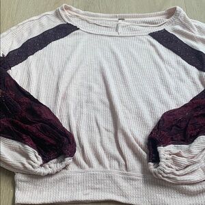 Women's Pink and Burgundy Top